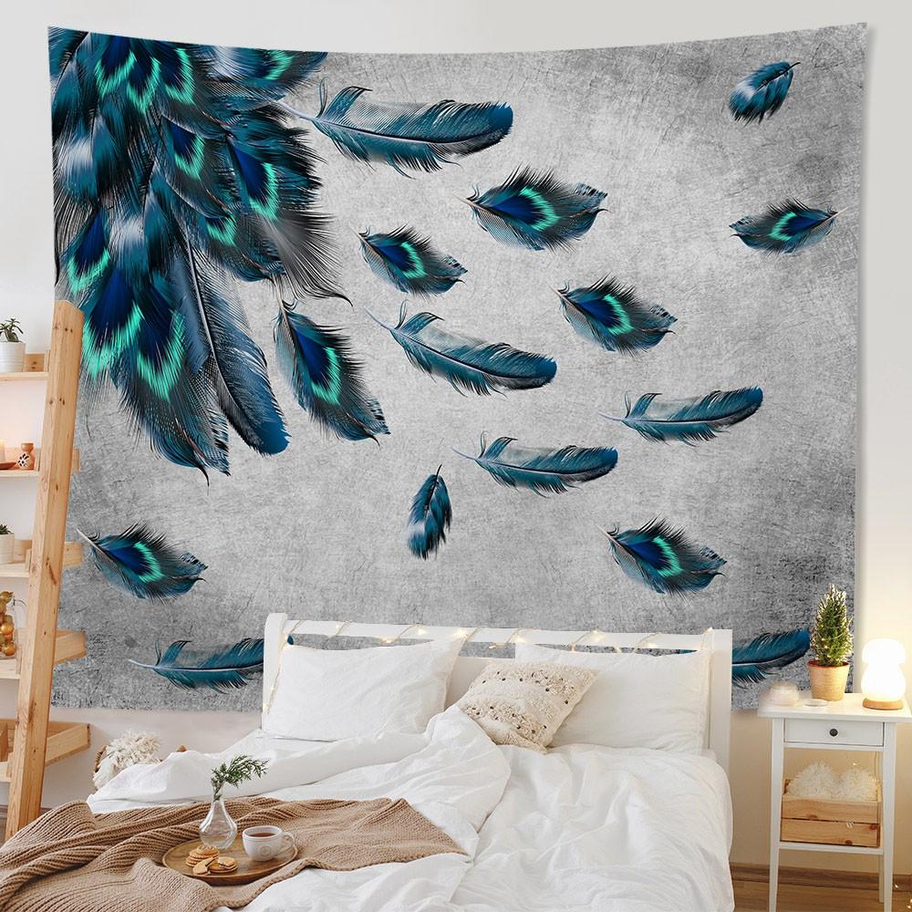 Bedroom Living Room Tapestry Home Decor Pink Feather Tapestry Feather Print Tapestry Background Decor