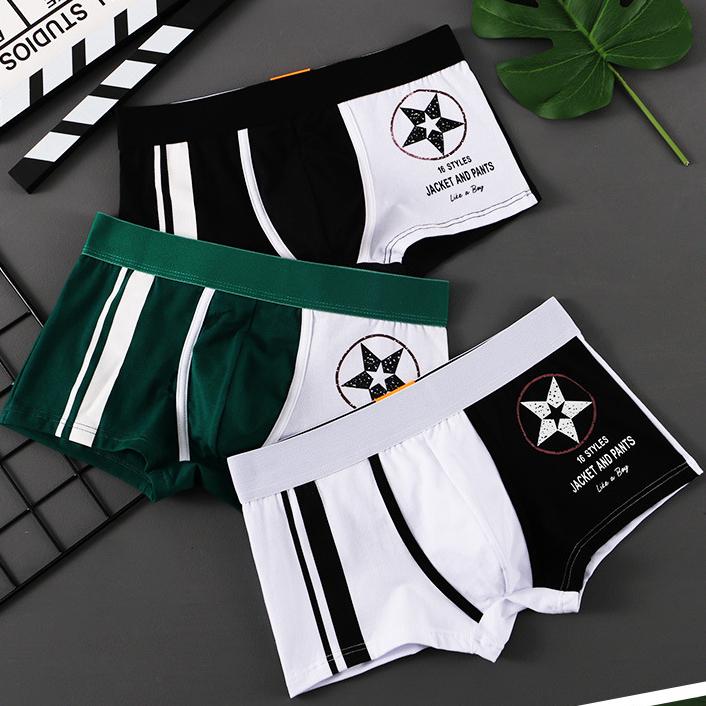 Новые хлопковые дышащие боксеры со звездным принтом, модное мужское нижнее белье, мягкие внутренние мужские боксеры, размер M-3XL