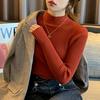 Autumn and Winter Women's Knitwear Slim Long-sleeved Inner Sweater Half-high Neck Black Versatile Bottoming Shirt