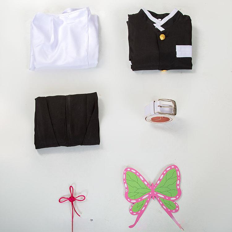 Japan cartoon comics Demon Slayer cosplay outfit: Kanao Rika's costume + butterfly headdress  0071