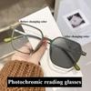 Модные ультралегкие фотохромные очки для чтения с большой оправой и защитой от синего света для пожилых людей в очках для чтения