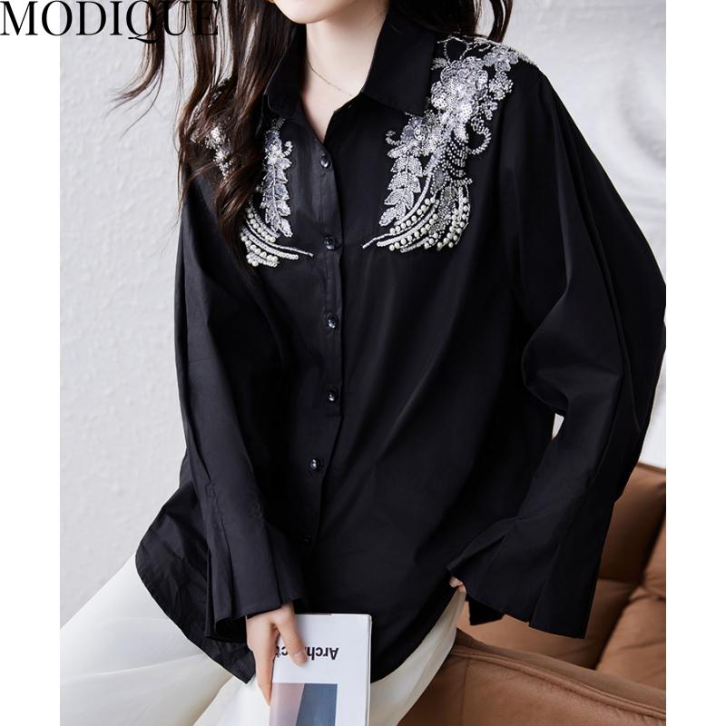 MODIQUE весна лето плюс размер новые женские свободные винтажные шифоновые блузки с цветочным принтом рубашки пальто женские повседневные оверсайз топ с длинными рукавами футболка