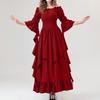 Women's Vintage Solid Color Lace Collar 3/4 Sleeve Cos Dress
