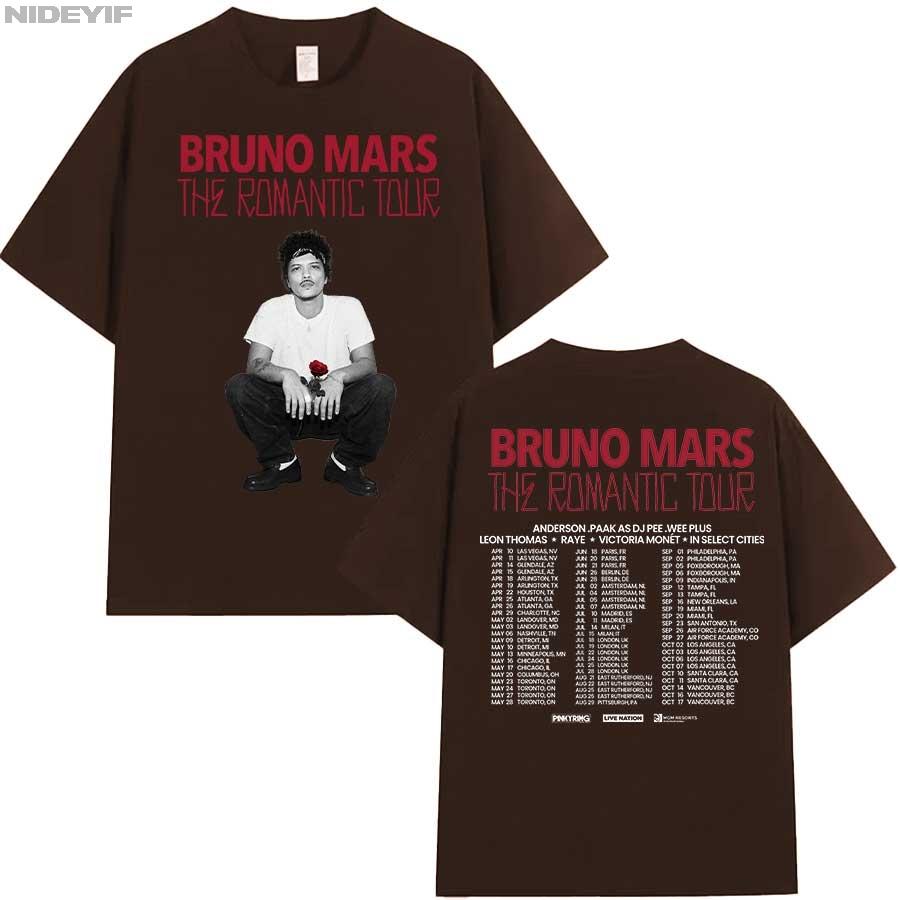 Футболка Bruno Mars The RoUnisextic Tour для унисекс женщин Хип-хоп Уличная одежда Оверсайз Топы 100% Хлопок Футболка BM6