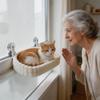 Оконный гамак для кошек на присосках, складной, съемный, двусторонний, плюшевый, для окон в помещении, для домашних животных, стекло