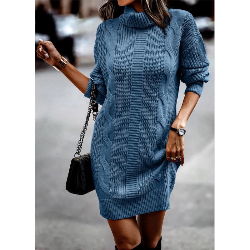 YYFS Женская мода повседневная осень-зима однотонный принт длинный рукав высокий ворот свитера