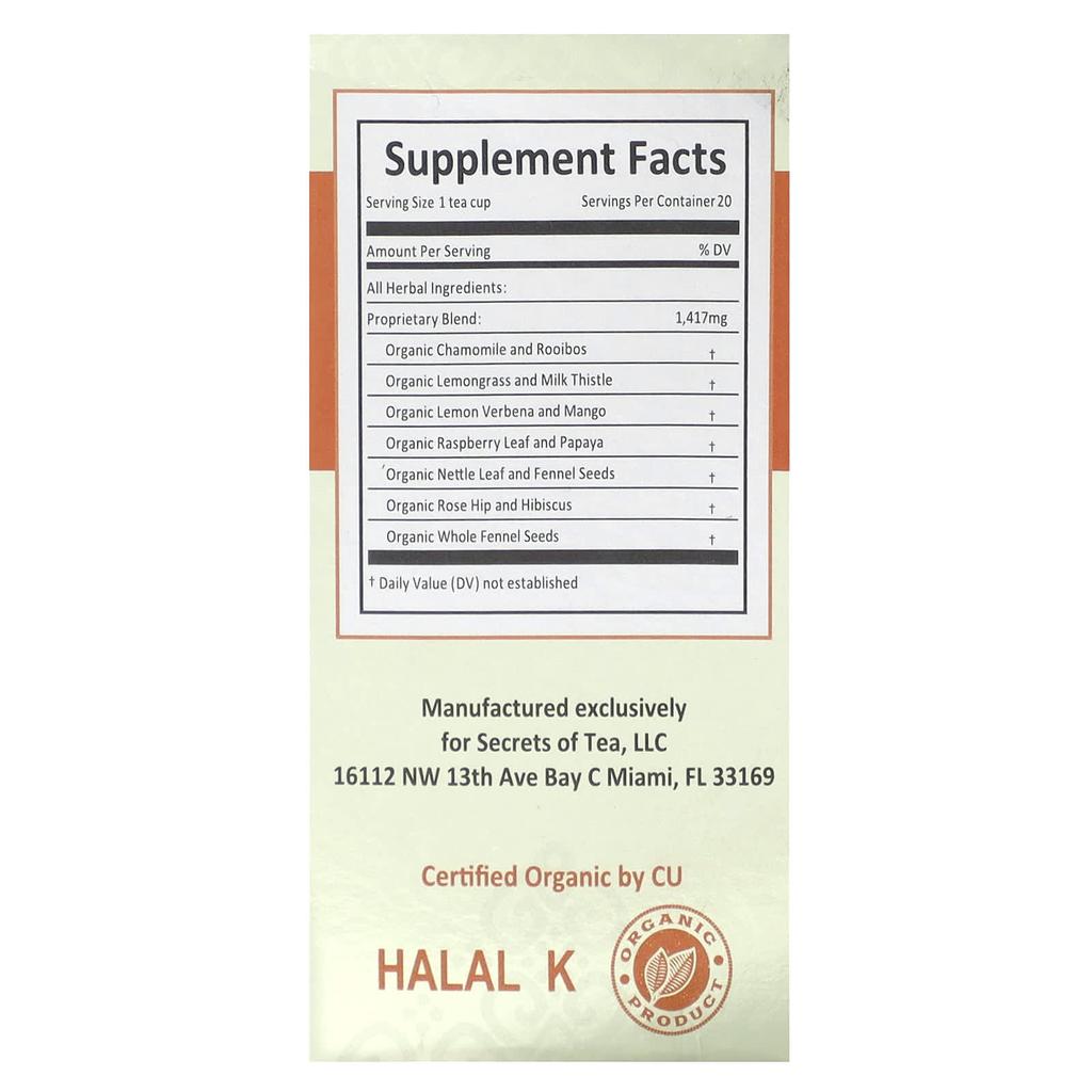 Secrets of Tea Healthy Organic Fruit Tea, Caffeine-Free, 20 Tea Bags, 1.41 Oz (40 G)