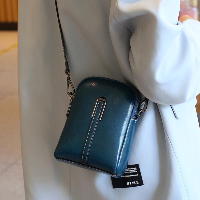 Летняя сумка для телефона, женская сумка через плечо из вощеной коровьей кожи, модная и повседневная сумка через плечо, женская маленькая сумка через плечо