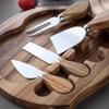 4 Cheese Knives Set Cheese Cutlery Steel Stainless Cheese Slicer Cutter Wood Handle Mini Knife Butter Knife Spatula Fork