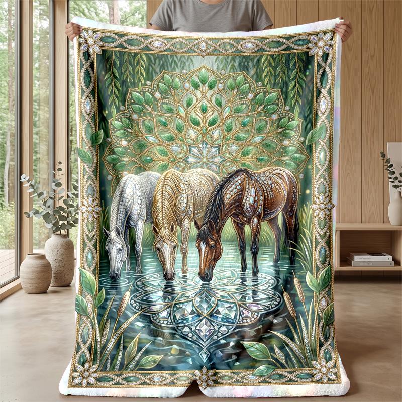Equestrian Fantasy Journey Theme blanket Lightweight Warm Flannel Blanket Decorative Throw Blanket for Home Decoration