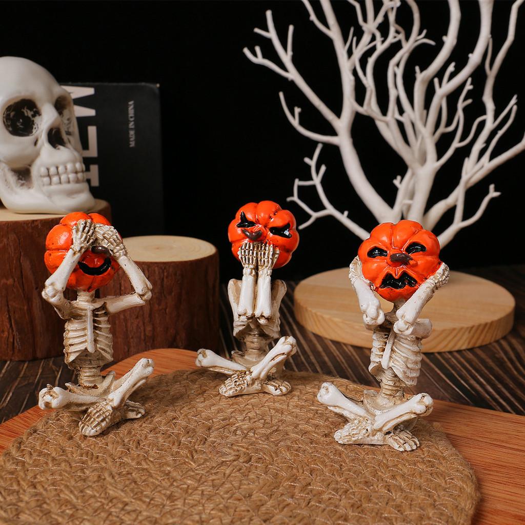 Horror Resin Pumpkin Skull Decor Set For Halloween Party And Home Yard Display