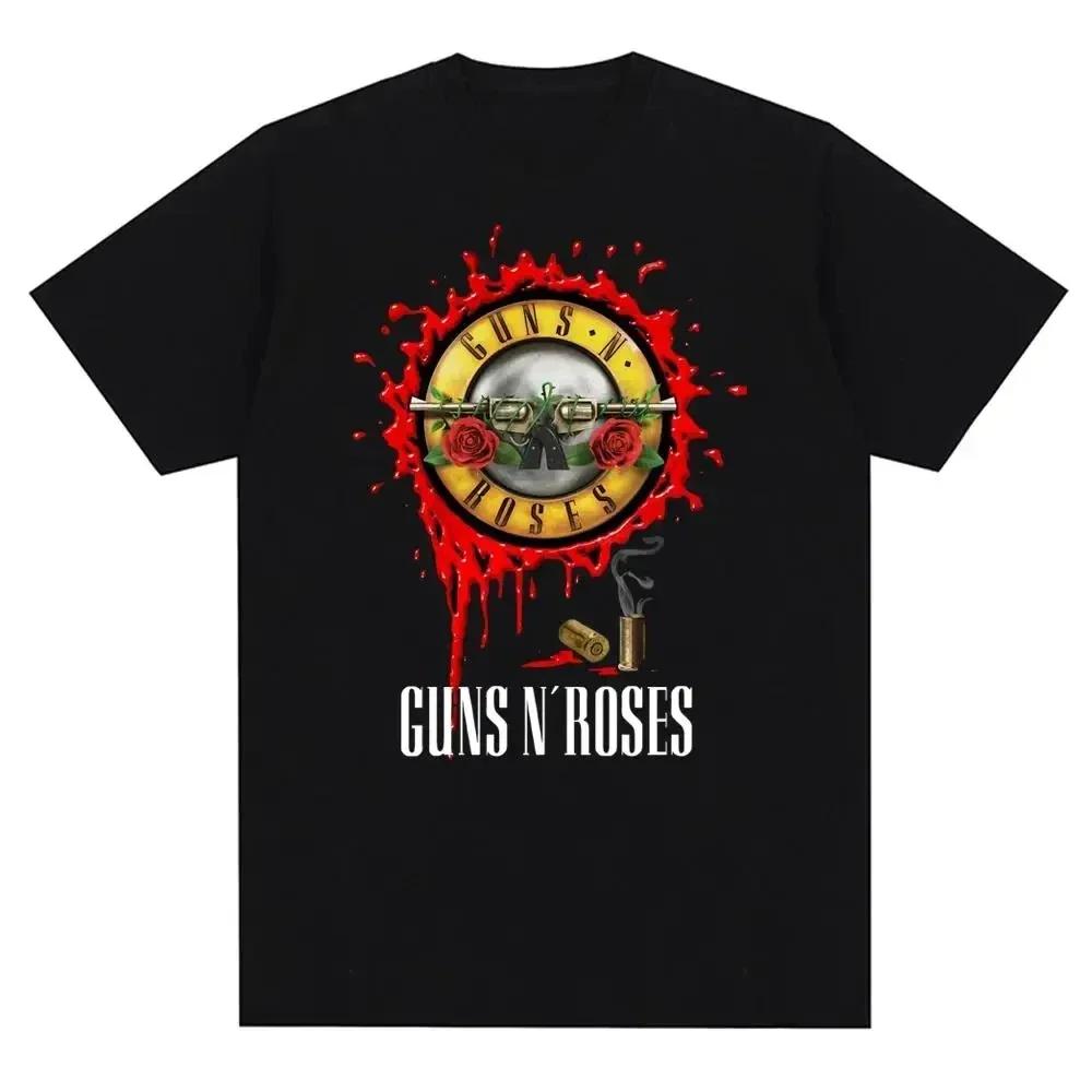 Мужская футболка с графическим принтом Guns N Roses, винтажная летняя уличная футболка с коротким рукавом, модная футболка с круглым вырезом больших размеров, топы унисекс