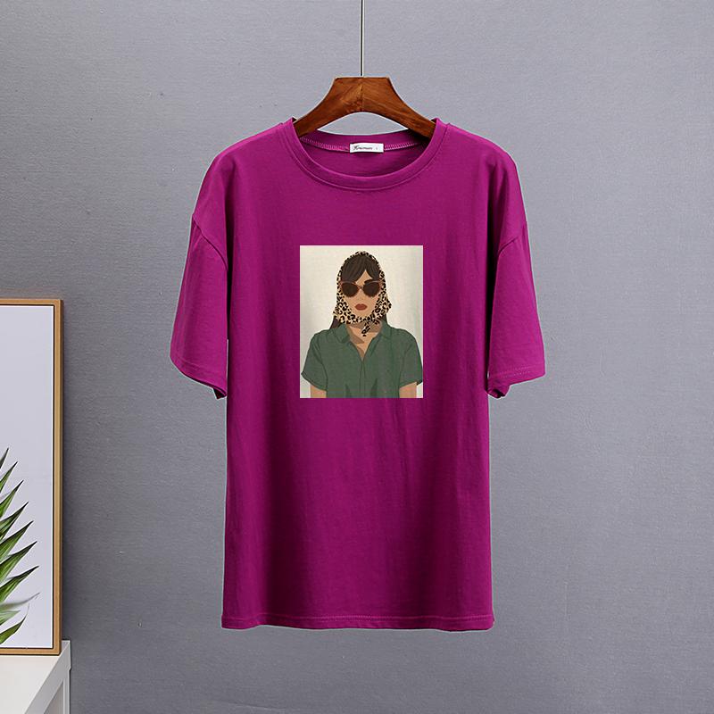 Hirsionsan летние футболки из 100% хлопка с принтом персонажей, женские повседневные простые базовые футболки, женские модные универсальные топы