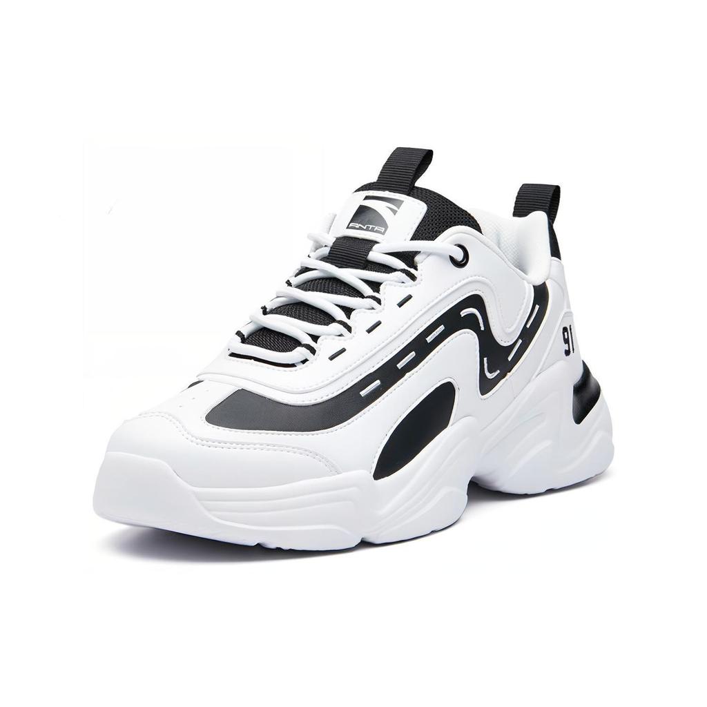 Anta Classic Shock Absorbing Non-Slip Low-Top Dad Shoes Men Sneakers White Black 91938862-1