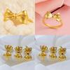 Stunning Gold Plated Brass Adjustable Butterfly Bow Ring For Women Perfect For Spring Fashion