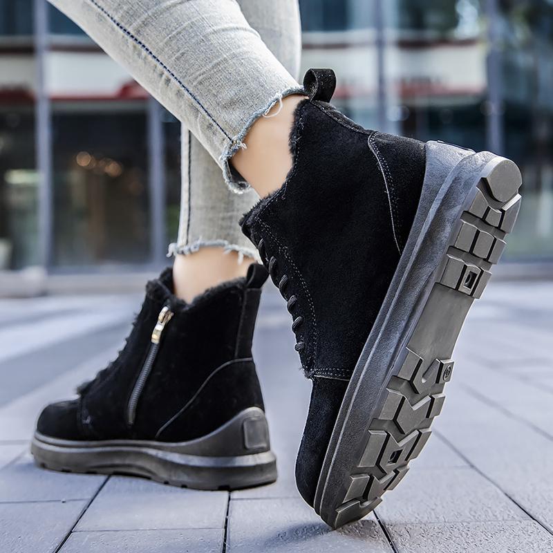 Модные Толстые Плюшевые Снежные Ботинки для Женщин Зима 2024 Искусственная Замша Нескользящие Хлопковые Ботинки Женские Сохраняют Тепло Платформа Ботильоны на Щиколотке Большой Размер