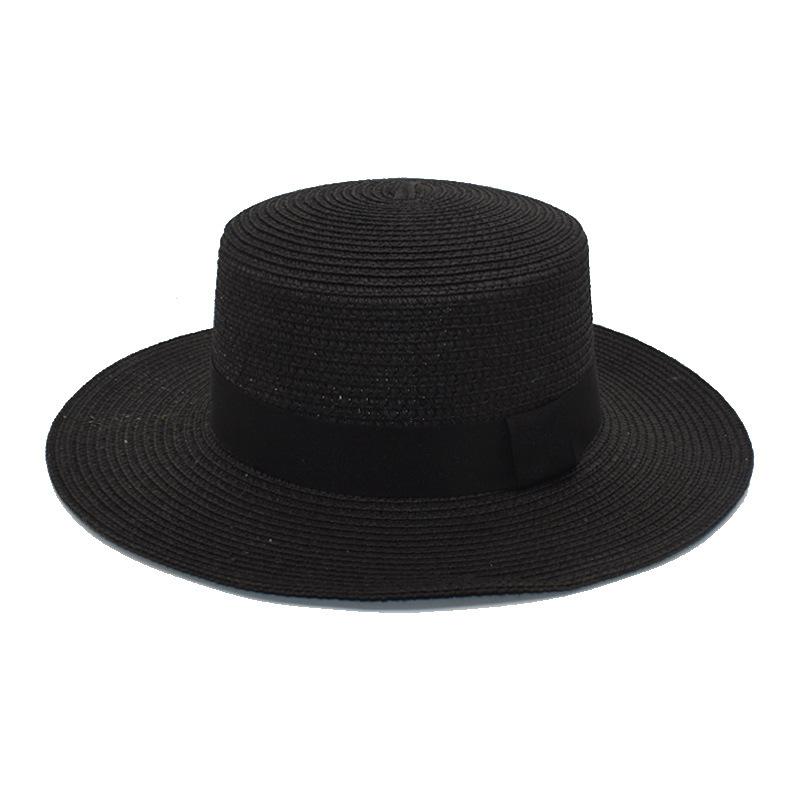 Summer sun protection beach flat top straw hat straw shading hat beach big eaves hat