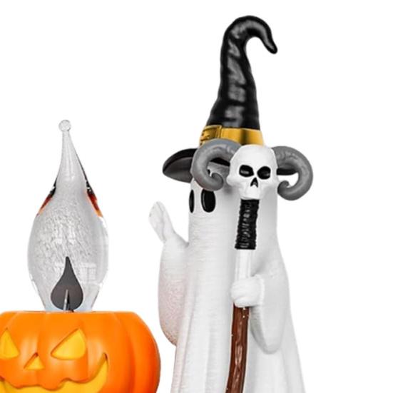 Halloween Ghost Night Light Plug-in Flickering Ghost Campfire Wall Light Wizard Ghost Nightlight for Kids Gift Halloween Party Decoration