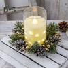 Christmas Candle Ring Artificial Pine Needle Pinecone Berries Garland Rustic Festive Candle Wreath for Home Table Centerpiece Decor