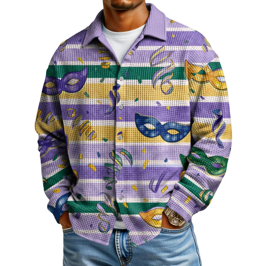 Мужская повседневная рубашка с длинным рукавом на пуговицах