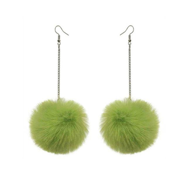 New Big Pompom Drop Earrings Fashion Soft Rabbit Fur Ball Pompom Pendant Long Dangle Earrings For Women Girl Party Gifts