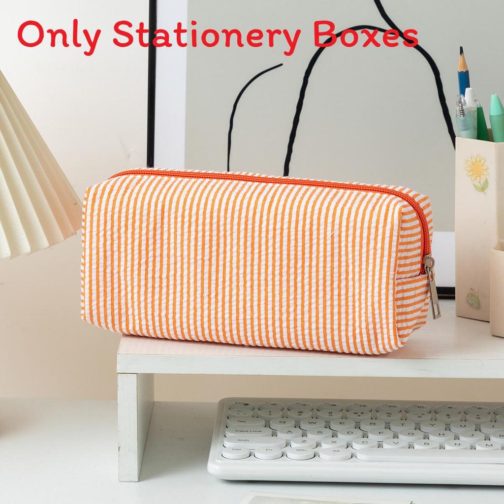 Bubble Yarn Stationery Bag With Embroidered Stripes For Office And School Use
