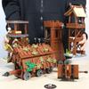 MOC Средневековые военные строительные блоки солдаты фигурки аксессуары костер палатка транспорт повозка боевой конь оружие кирпичи игрушка