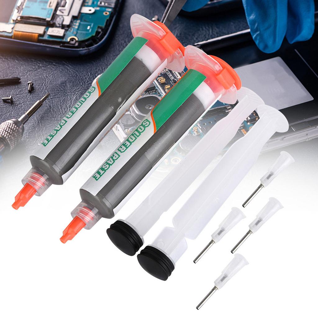 2pcs 50g Harmless Material Syringe Solder Paste Sn42 Bi58 SMD PCB Electronics Repair