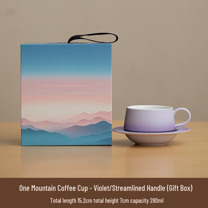 High-End Gradient Ceramic Coffee Cup & Saucer Set for Afternoon Tea