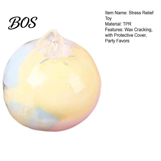 Soft Squeeze Toy Wax Cracking Ball Toy, Rainbow Gradient Stress Fidget Relief Crispy with Protective Cover, Party Favors Portable Reliever