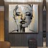 Abstract Figure Posters And Prints Canvas Painting Golden Girl Face Fashion Wall Art Pictures For Living Room Decor No Frame