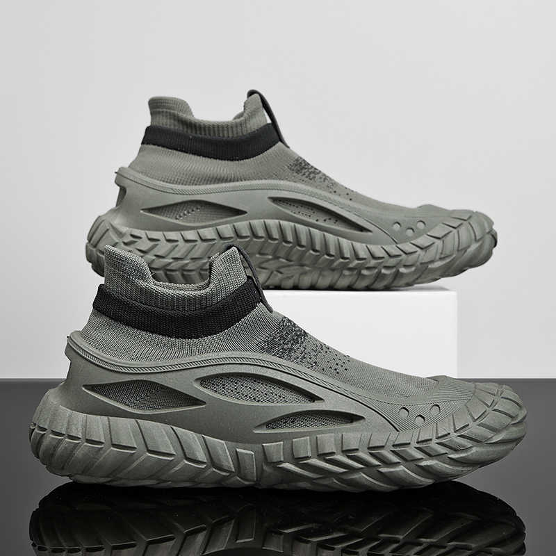 Мужские спортивные плетеные кроссовки радужной расцветки без шнурков с высоким верхом, обувь больших размеров для мужчин, модель 2025g, уличные 2025