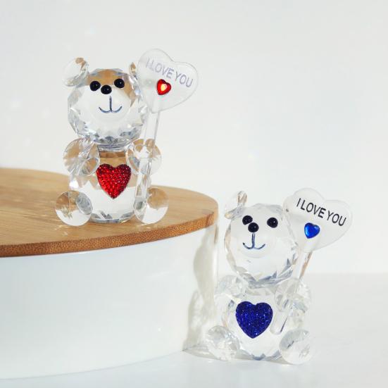 Clear Bear Figurine Valentine's Day Gift I Love You Faux Crystal Bear