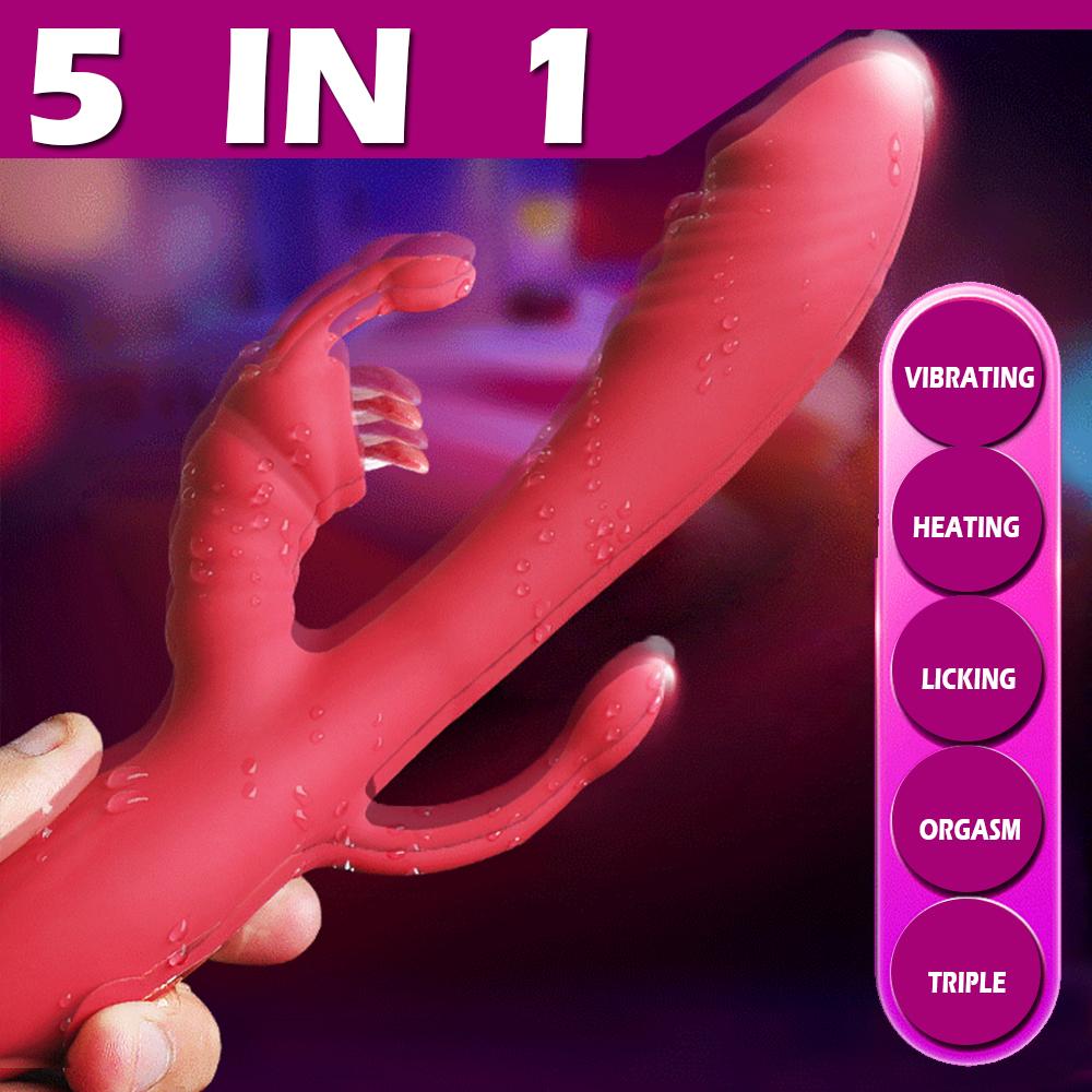 5 в 1 женский фаллоимитатор с подогревом вибратор вагинальный массаж точка G кролик вибратор анальный стимулятор киски для взрослых женские секс-игрушки секс-магазин