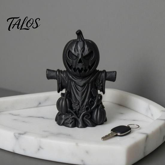 Ручная работа, Резная тыква, 3D-печатная фигурка пугала, Матовый черный, Хэллоуин, Настольное украшение, Атмосферный, Для вечеринки, Декор для полки, Окна, Офиса,
