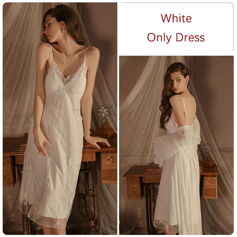 Женский белый пижамный комплект, ночная рубашка на подтяжках с чашечками бюстгальтера, сексуальный женский пижамный комплект