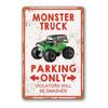 MonsterTruckBoyDecor Monster Truck Vintage Metal Tin Sign - Boys Monster Jam Bedroom Decor, Birthday Party Supplies