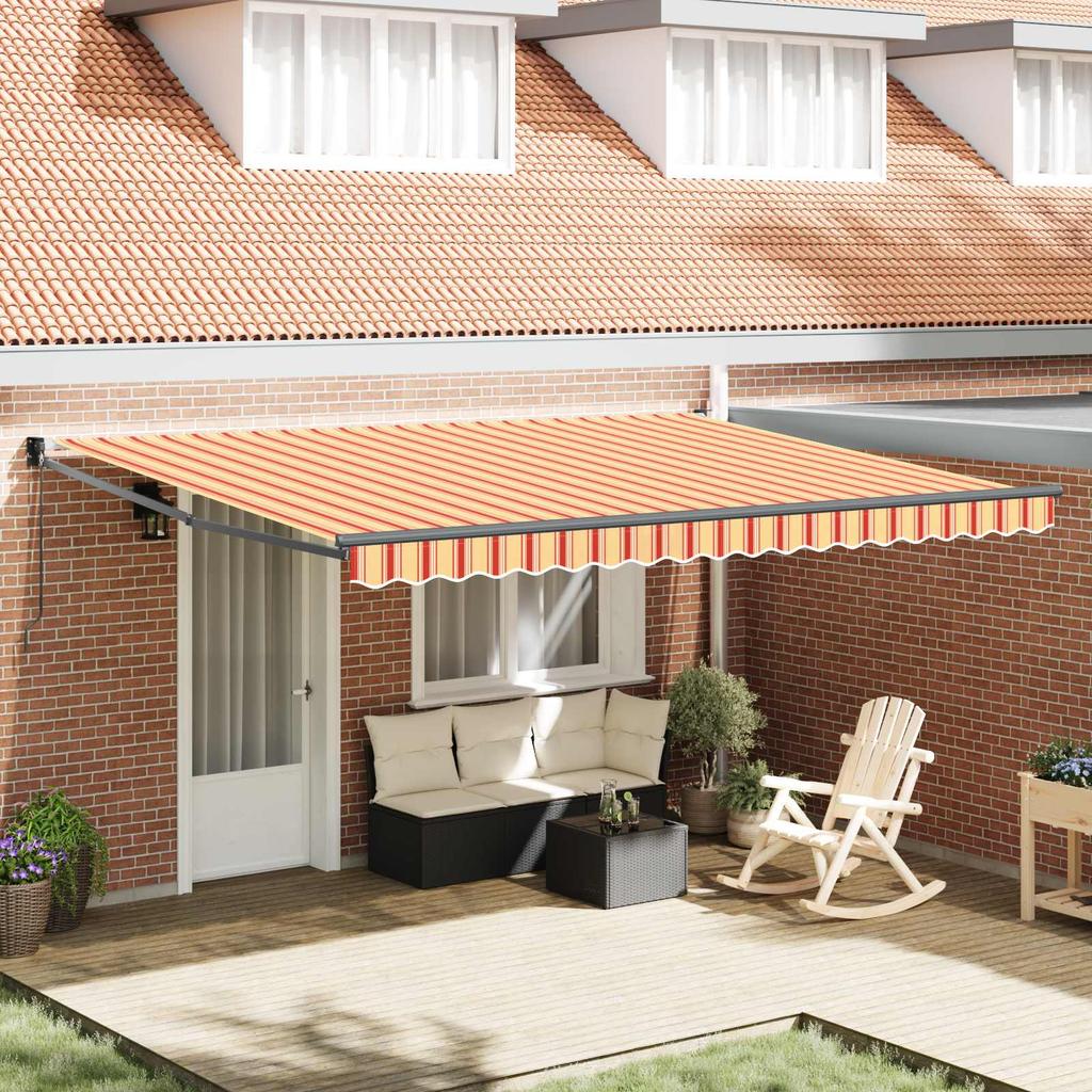 Retractable Awning Yellow and Orange 450 x 300 x 165 cm