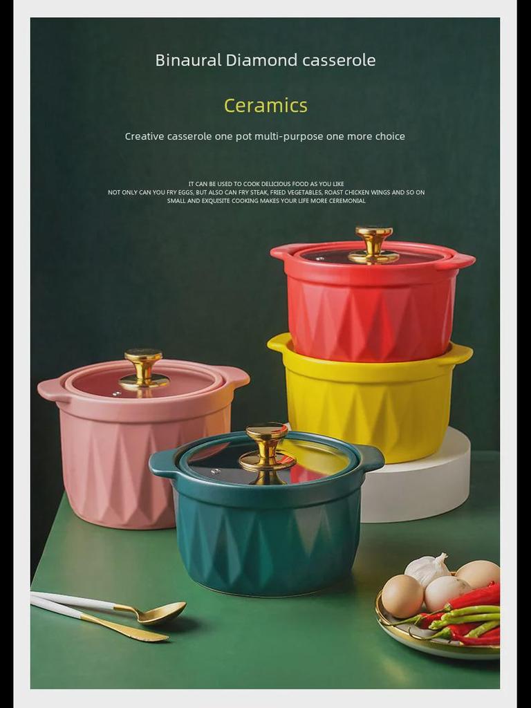 Современная простая матовая глазурь из керамики - жаропрочная, креативная кастрюля для тушения