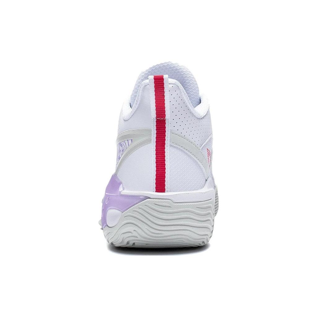 Li Ning Bad Five Storm V2 Shock Absorbing Wear Resistant Non Slip Mid Top Basketball Shoes Men Basketball Shoes White Purple ABFS009-4