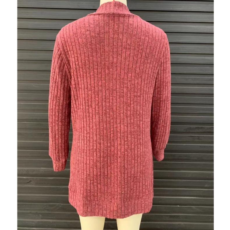 Autumn Winter Women Solid Color Pit Strips Jacket Coats Fashion Ladies Warm Clothing Casual Long Sleeve Cardigan Coat