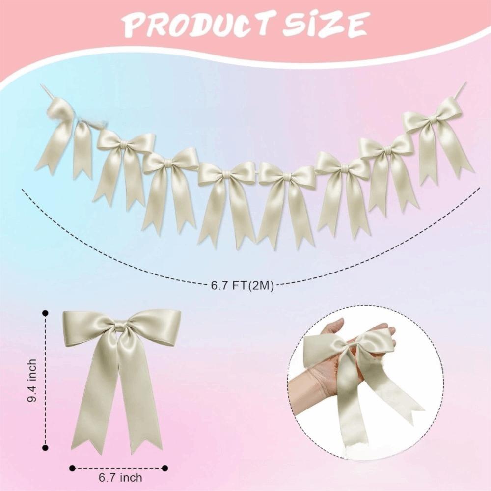 1set Hanging Bowknot Banner Baby Shower Decoration Christmas Ribbon Pink Bow Ribbon Home Ornament