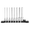 TONE Long Hexagon Socket Set Includes 8 Pieces (with Holder), HH208L, 6.35mm (1/4") Drive,