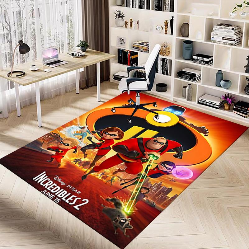 Incredibles 2 Family Heroic Adventure Carpet For Playroom Bedroom Living Room Sofa Home Decorkids Game Area Rug Nonslip Floor Mat