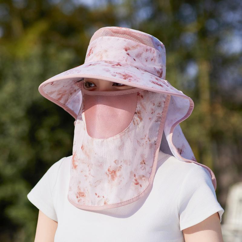 Летняя шляпа от солнца с широкими полями для детей, многофункциональная шаль для защиты шеи, кепка для защиты от солнца, маска для лица для велоспорта на открытом воздухе, панама
