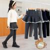 Девичьи осенне-зимние толстые флисовые леггинсы-юбка - детские длинные брюки для верхней одежды