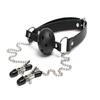 2 In 1 Set Ball Gag with Nipple Clamps,Adjustable Neck Straps and Clamp Mouth Gag Bondage