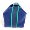 HERMES Bridea Black GM pouch vanity bag H logo Hand Bag cotton blue/Green