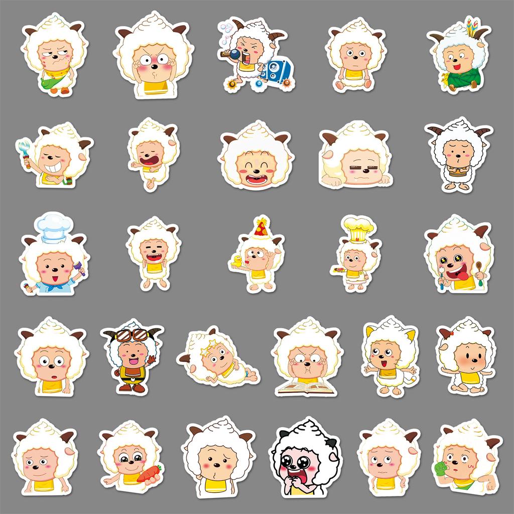 52 Pictures of Lazy Sheep Personality Cartoon Cute Characters Decorate Water Cup Mobile Phone Case Computer Graffiti Stickers