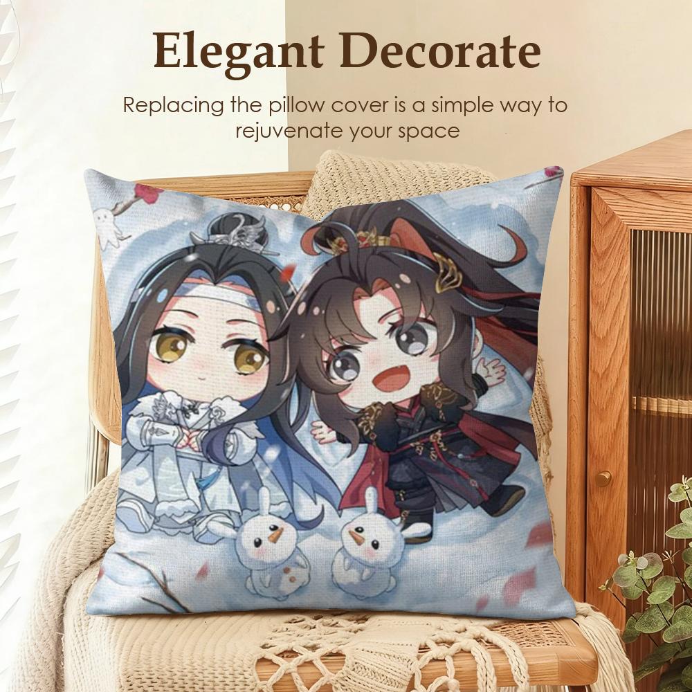 MMo DDao ZZu SShi Cushion Cover Natural Linen Organic Fabric DoubleSided Printing Sofa Home Decor Gift Pillow Case